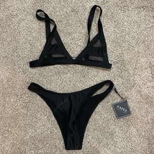 Zaful Blk cheeky bikini Bandage mesh triangle top